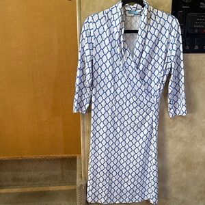 J. McLaughlin Long Sleeve Blue and White Dress